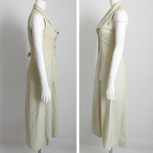 Ivoire de Laurence Paris Dress Celery Midi Sleeveless Linen France - Picture 3 of 9